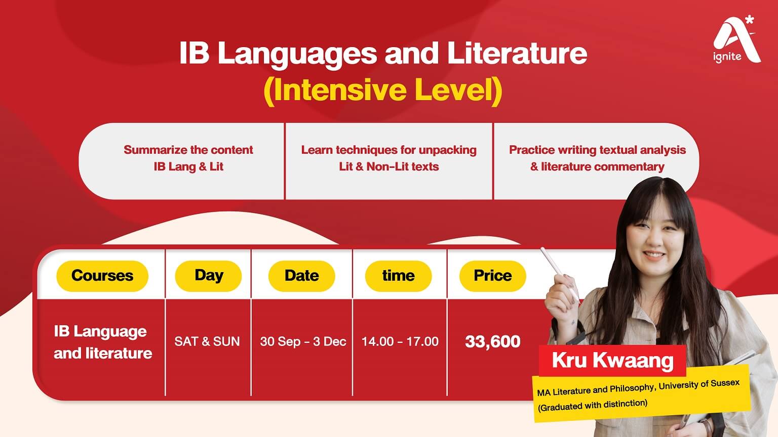 IB language & literature intensive level course by Ignite A*.