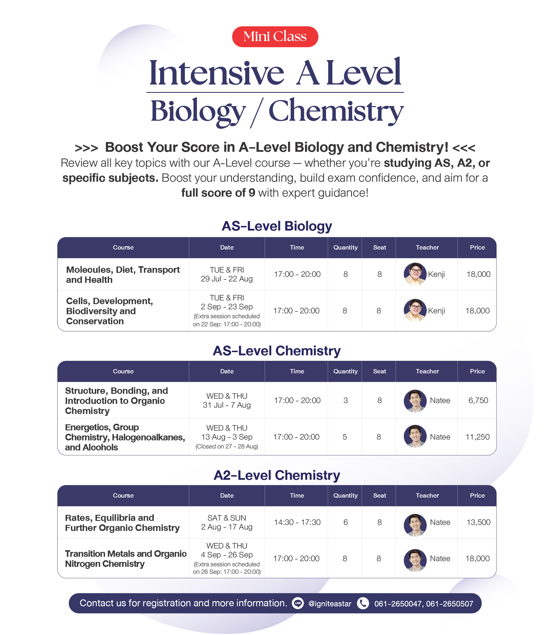 Mini Class A Level Biology Chemistry - Ignite A Star 2025