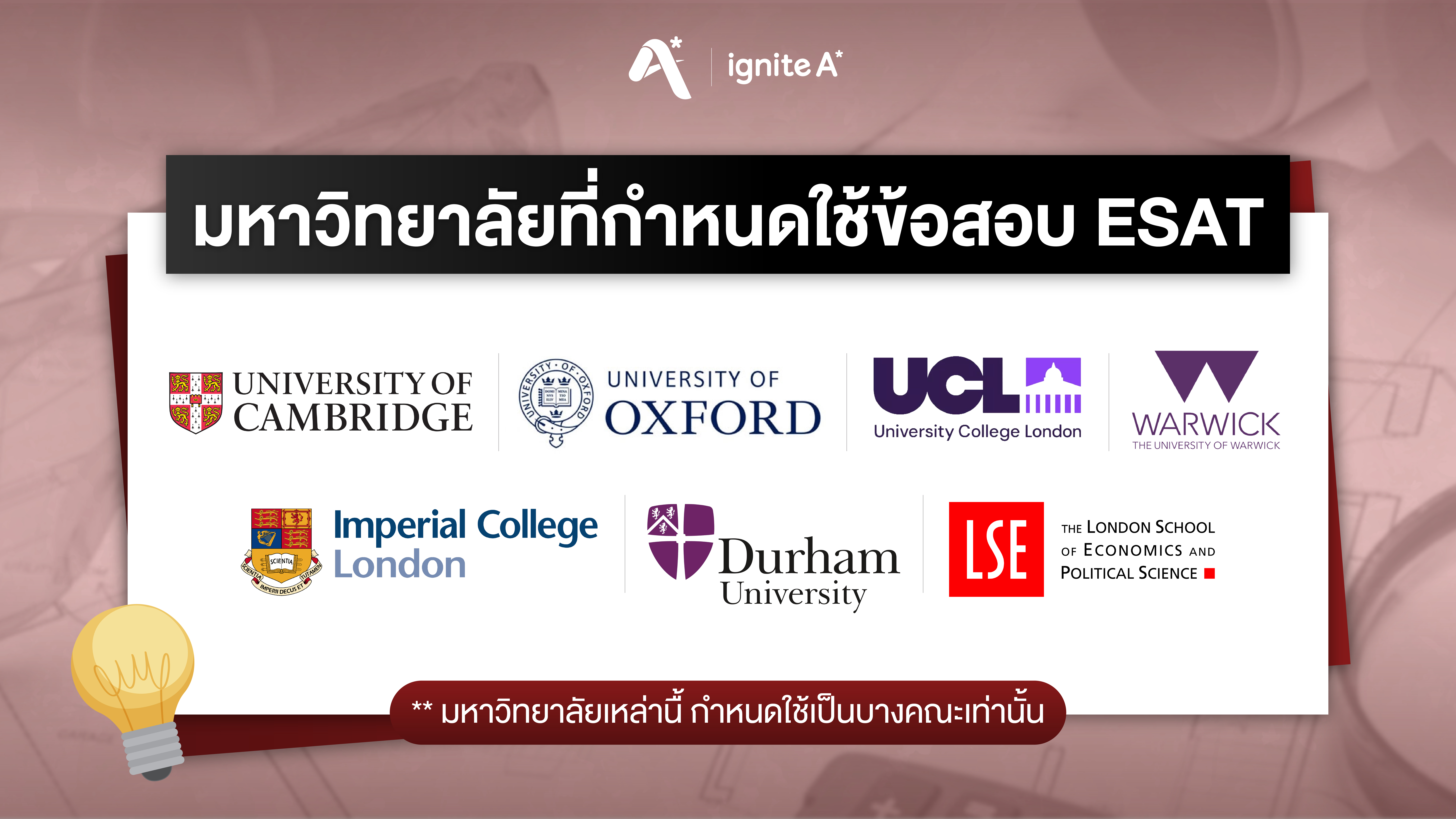มหาวิทยาลัยที่กำหนดใช้ข้อสอบ ESAT